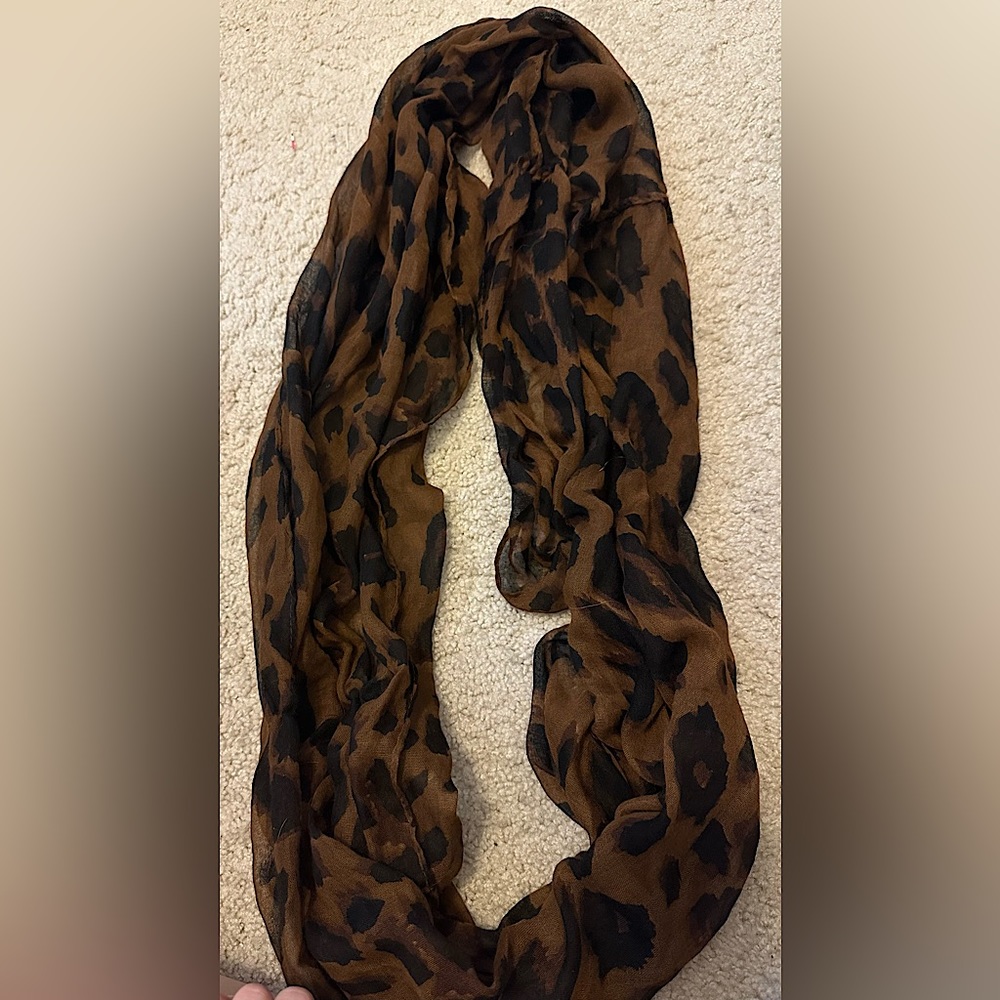 Brown animal print infinity scarf